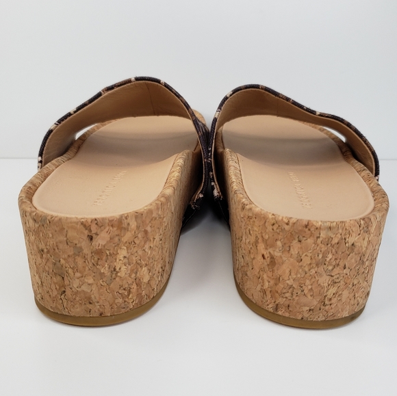 Veronica Beard Leopard Print Fabric Slides Cork-Leather Platform Sz. 7.5M - Picture 4 of 10